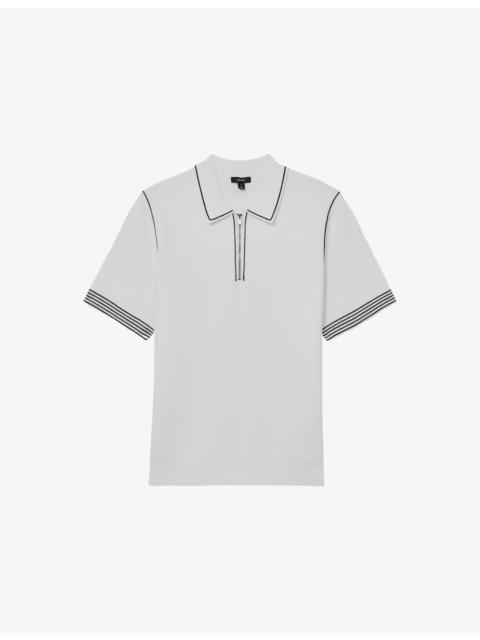 REISS Mason Half-Zip Short-Sleeve Stretch-Knit Polo