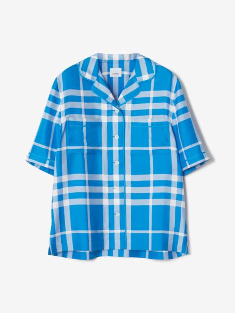 Burberry Exaggerated Check Silk Pyjama Shirt