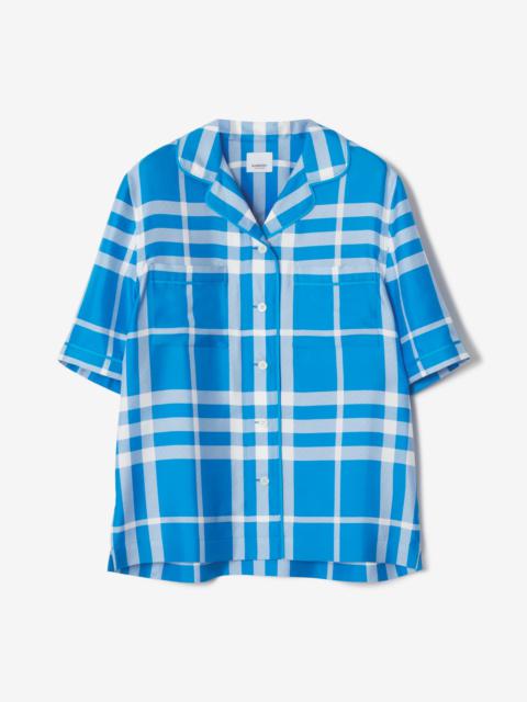 Exaggerated Check Silk Pyjama Shirt