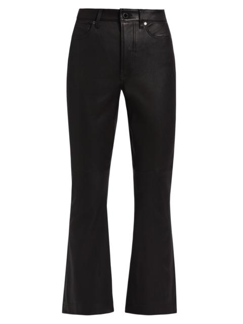 VERONICA BEARD Women's Carson Leather High-Rise Ankle Flare Pants - Black