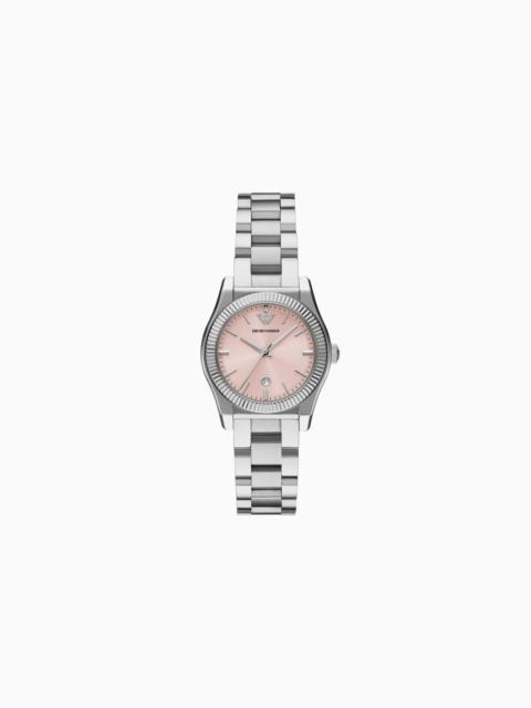 EMPORIO ARMANI THREE-HAND DATE STAINLESS STEEL WATCH