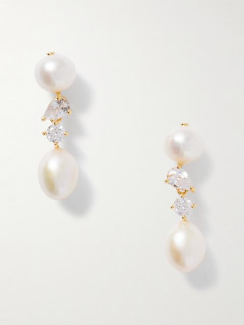 Completedworks Gold-plated, Pearl And Cubic Zirconia Earrings