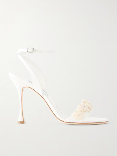 Manolo Blahnik Raosnu 105 Crochet-trimmed Leather Sandals