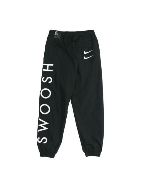 Nike Nike Sportswear Swoosh 자수 로고 인쇄 스포츠 길쌈된 긴 바지 검정 CU3891-010