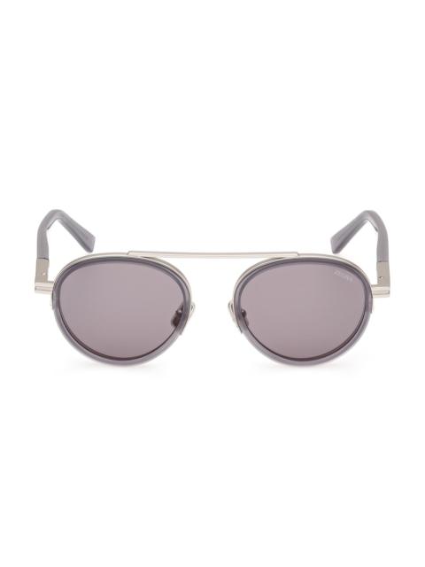 ZEGNA Men's 51MM Round Metal Sunglasses - Grey