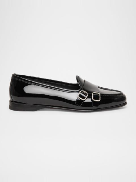 Santoni Andrea Patent Leather Double-Buckle Loafers