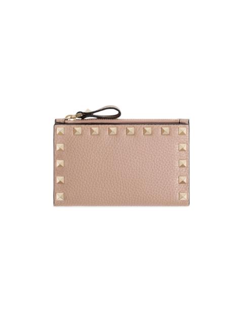 Valentino Women's Rockstud Grainy Calfskin Cardholder with Zipper - Poudre Pink