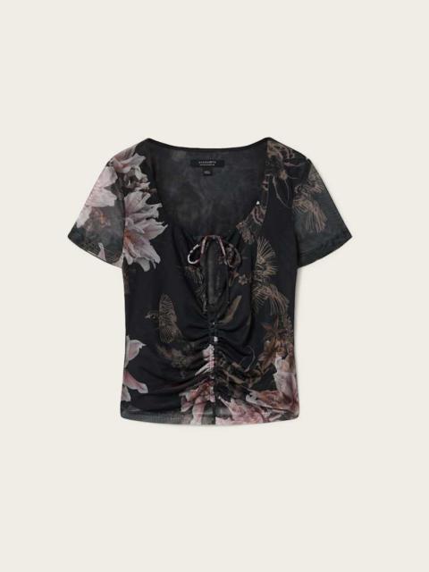 ALLSAINTS GABBY SLIM FIT FLORAL MESH TOP