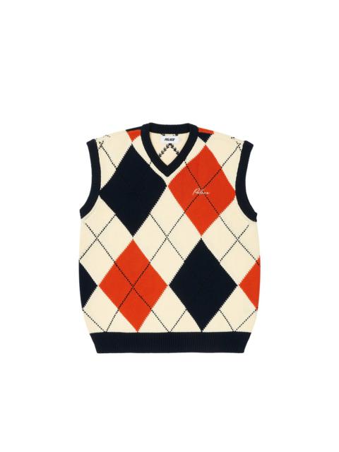 PALACE ARGYLE KNIT VEST NAVY / ORANGE