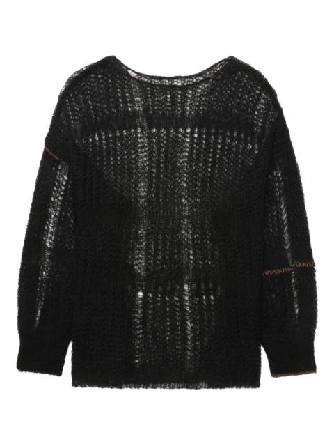 Y's long-sleeved open-knit sweater