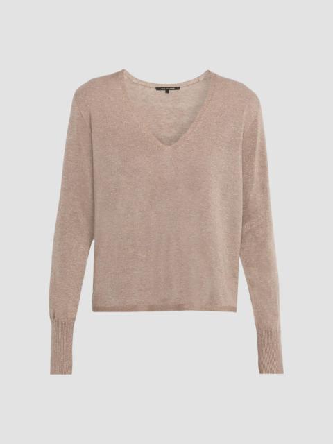 KOBI HALPERIN Women's Vinny Wool Shimmer V-Neck Sweater - Sandstone