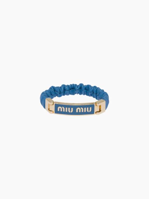 Miu Miu Nappa leather and metal bracelet with logo
