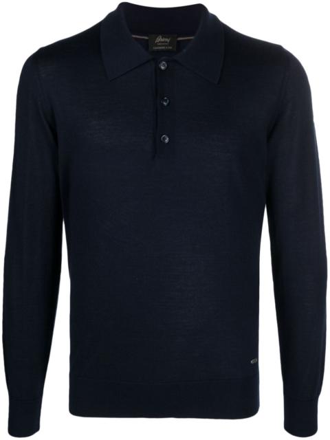 Brioni logo-plaque fine-knit polo shirt