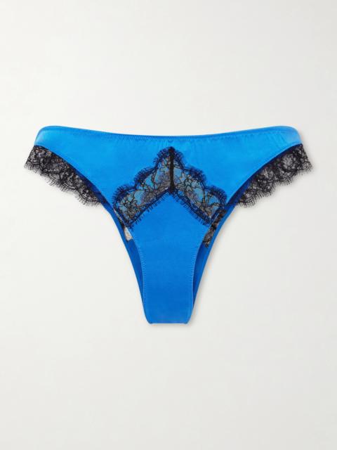 KIKI DE MONTPARNASSE Lace-trimmed Silk-satin Briefs