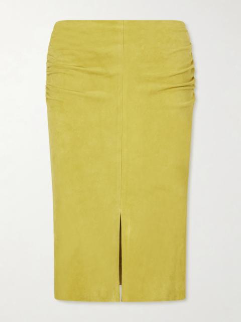 STOULS Ooma Ruched Suede Midi Skirt