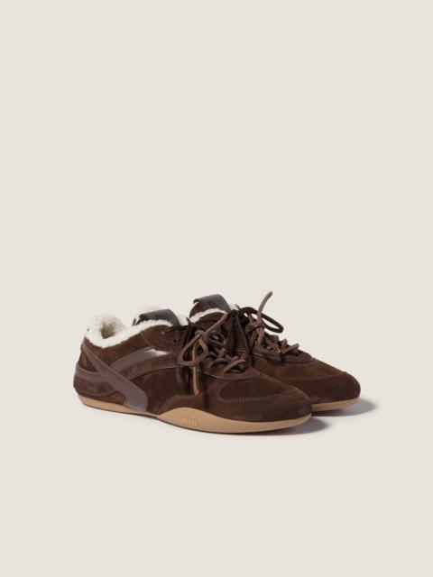Miu Miu Gymnasium suede and shearling sneakers