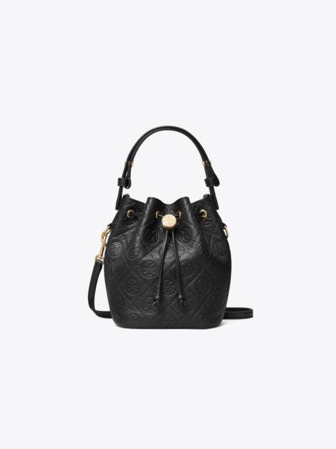 TORY BURCH T Monogram Pebbled Mini Bucket Bag