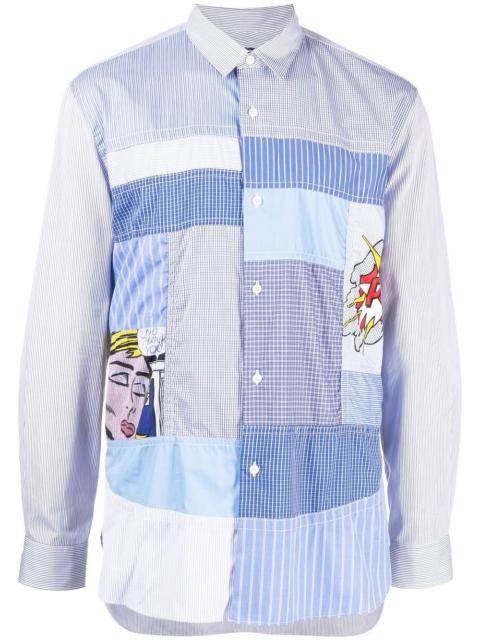 Junya Watanabe MAN striped patchwork long sleeve shirt