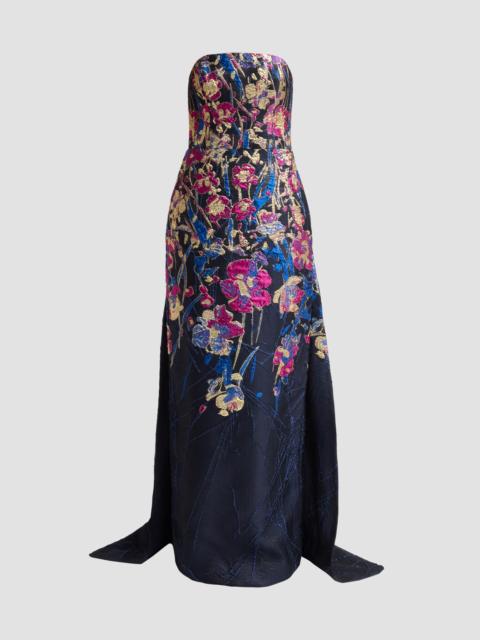 AMSALE Women's Strapless Column Gown - Navy Fuchsia