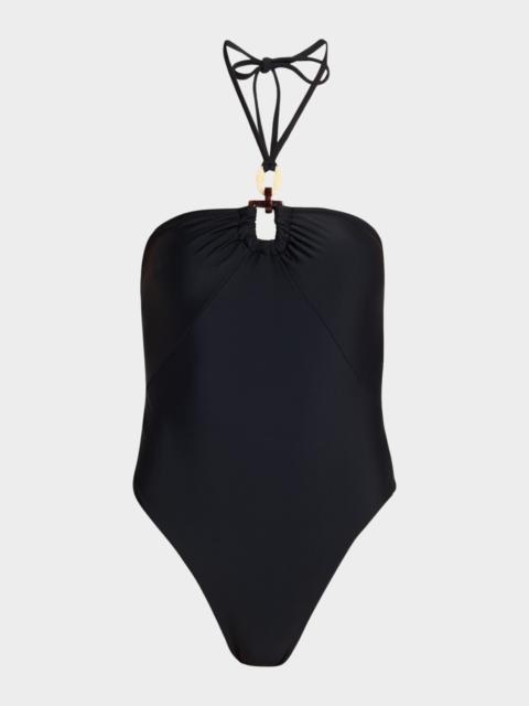 RAMY BROOK Marjorie Ring Halter One-Piece Swimsuit
