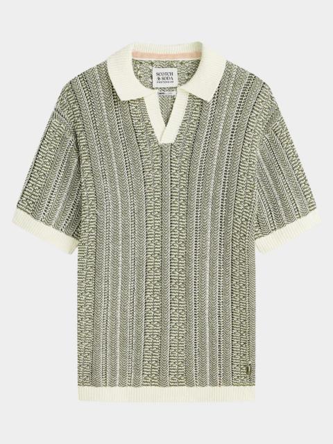 SCOTCH & SODA Men's Cable-Knit Johnny Collar Polo Sweater