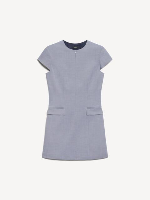 Theory Zip Mini Dress in Wool Gabardine