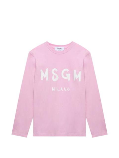 MSGM logo-print long-sleeve T-shirt