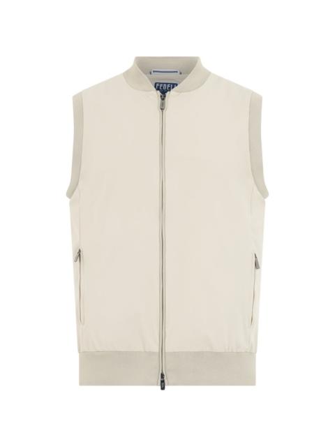 FEDELI zip-up ribbed-trim vest