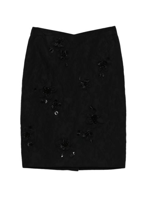 SHUSHU/TONG floral-appliquÃ© knee-length skirt