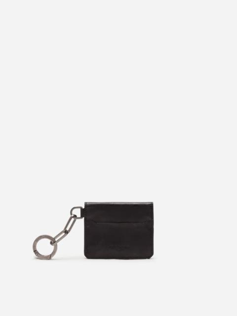 Dolce & Gabbana Horsehide card holder with ring and heat-stamped logo