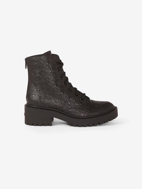 KENZO Pike lace-up embossed leather ankle boots