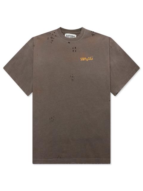 SATOSHI NAKAMOTO CHAIN STITCH TEE - BRICK