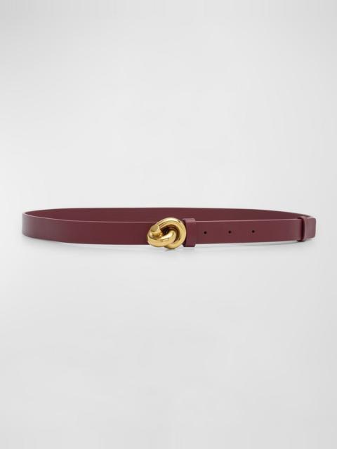 Bottega Veneta Brass Knot Skinny Leather Belt