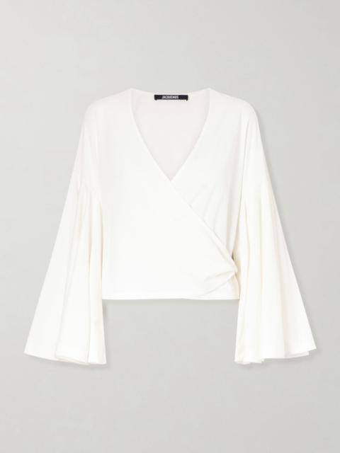 JACQUEMUS The Ventadou paper-blend wrap top White