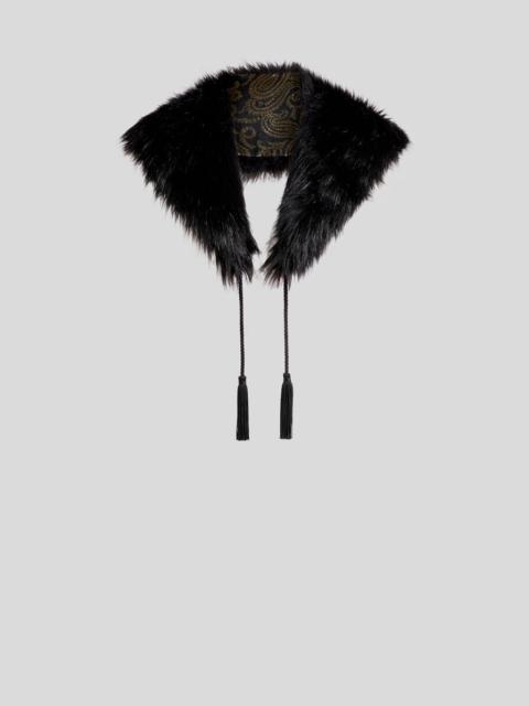 Etro IMITATION-FUR COLLAR WITH METALLIC PAISLEY MOTIF