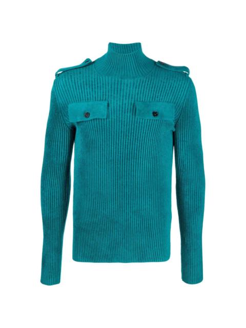 ribbed-knit epaulettes jumper