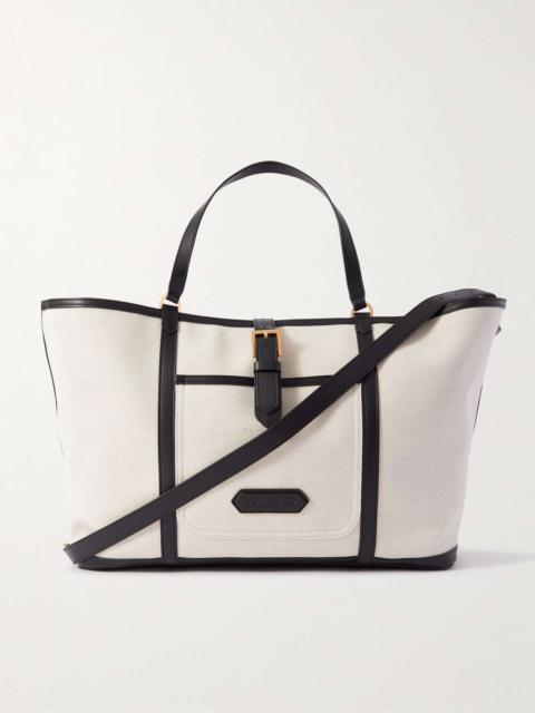 TOM FORD Leather-Trimmed Canvas Tote Bag