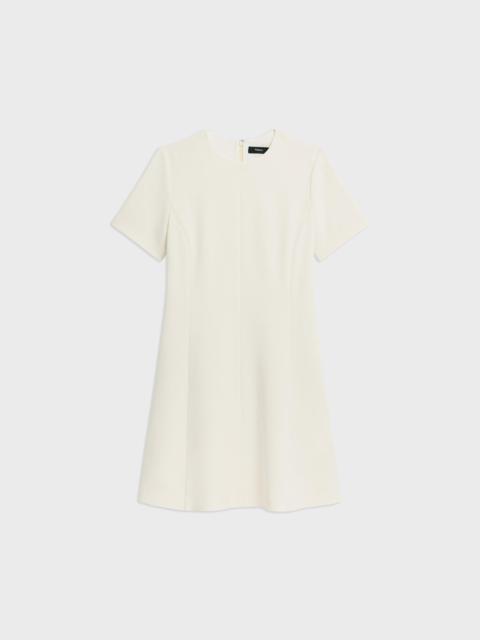Theory Flared Short-Sleeve Dress in Admiral Crepe
