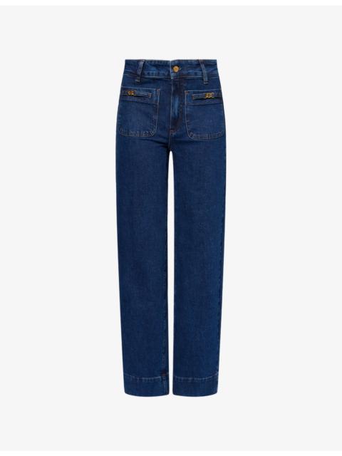PAIGE "Sasha 32"" Wide-Leg High-Rise Denim Jeans"