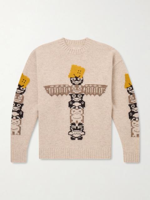 Kapital Peckish Totem Pole Intarsia Wool-Blend Sweater