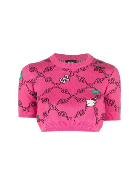 cartoon-print knitted top