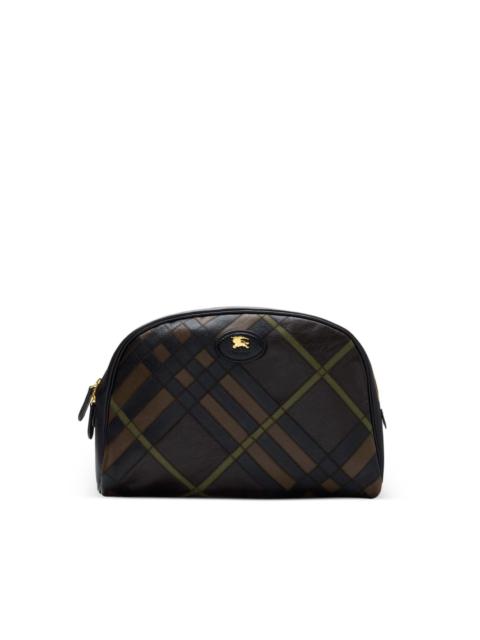 Burberry check-pattern leather travel pouch