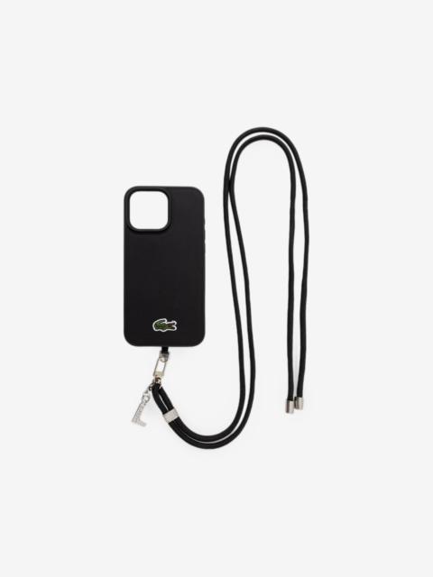 LACOSTE logo-patch lanyard iPhone 16 case