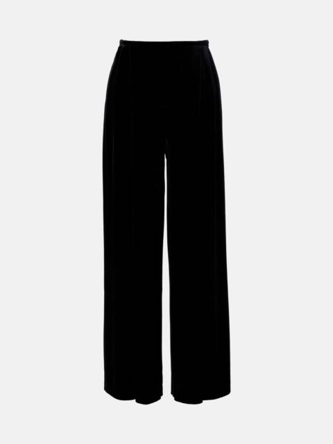 NORMA KAMALI Pleated high-rise velvet wide-leg pants