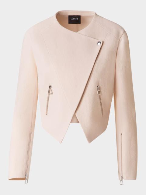 AKRIS Ariel Asymmetric Wool Crepe Jacket