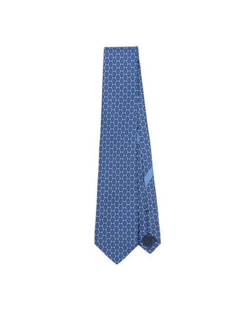 Gancini-pattern silk tie