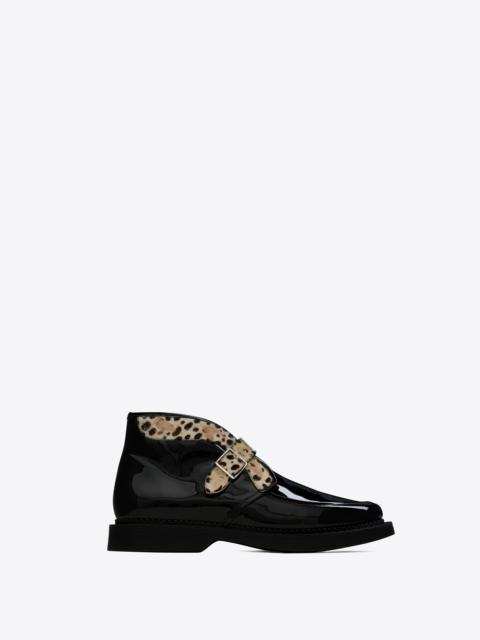 SAINT LAURENT teddy buckled boots in patent leather