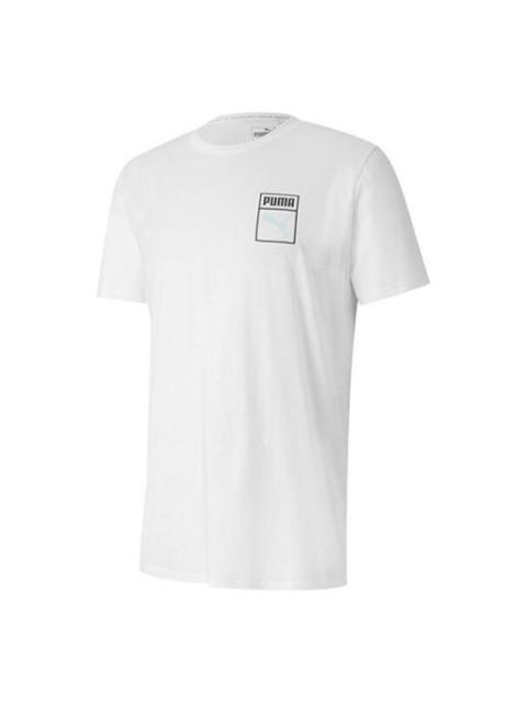 PUMA PUMA Graphic Box Logo Printed Short Sleeve TEE Men White 598625-02