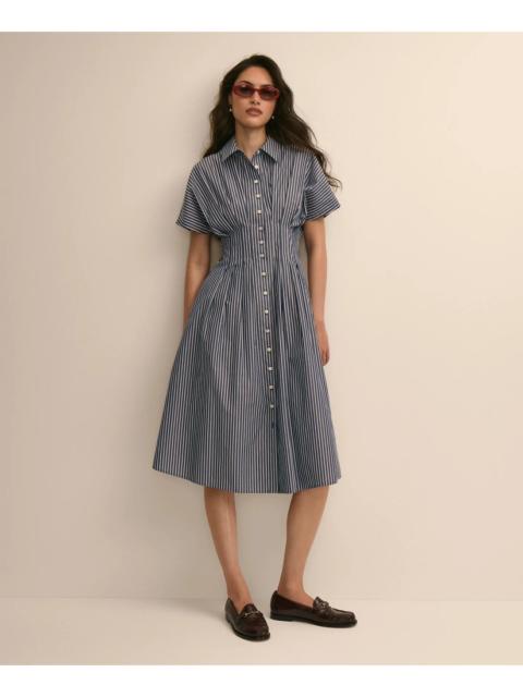 Brooks Brothers Supima® Cotton Pleated Striped A-Line Shirtdress