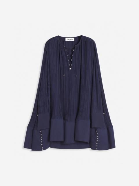 Lanvin Lanvin 'Pleated' Navy Polyester Dress | baltini